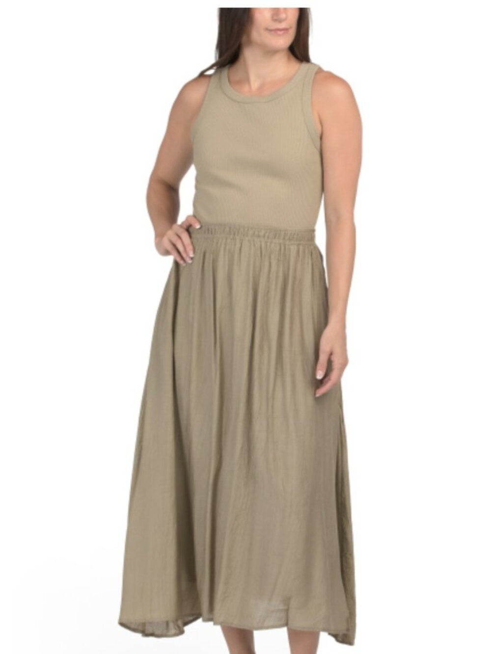 NWT RACHEL ZOE Sleeveless Mixed Media Maxi Cotton Twofer Style Dress w Pockets